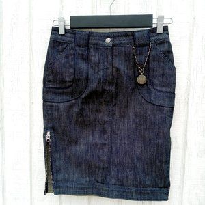 STELLA McCARTNEY H&M Darkwash Stretch Denim Jeans Mini Pencil Skirt